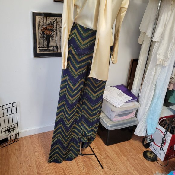 Erika Cavallini Semi Couture Italian Chevron Pattern Flared Pants - Picture 4 of 14